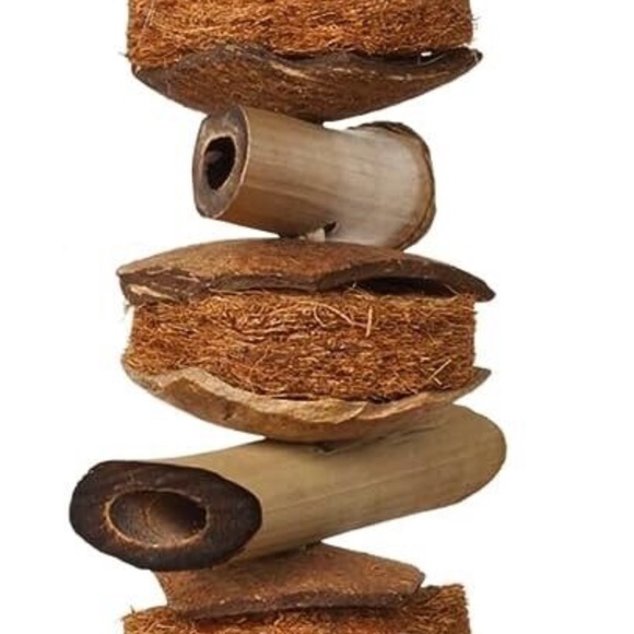 Prevue Pet Naturals Preen & Pacify Coco & Bamboo Activity Bird Toy Hanging 13X5" - Picture 2 of 3